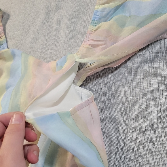 Andree By Unit Small Womens Dress Pastel Rainbow Flutter Sleeve Flowy EUC - Picture 10 of 13